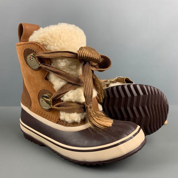 CHLOE Size 6.5 Beige Brown Suede Mixed Materials Boots - Picture 5 of 8